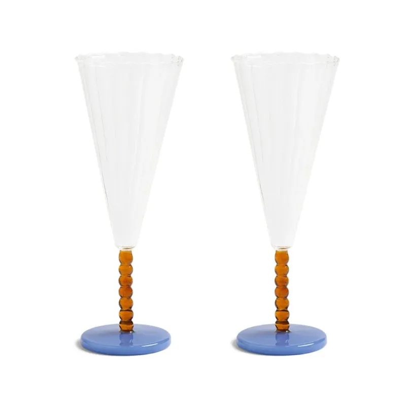 &Klevering - Flute perle amber set van 2 Champagne glazen &Klevering