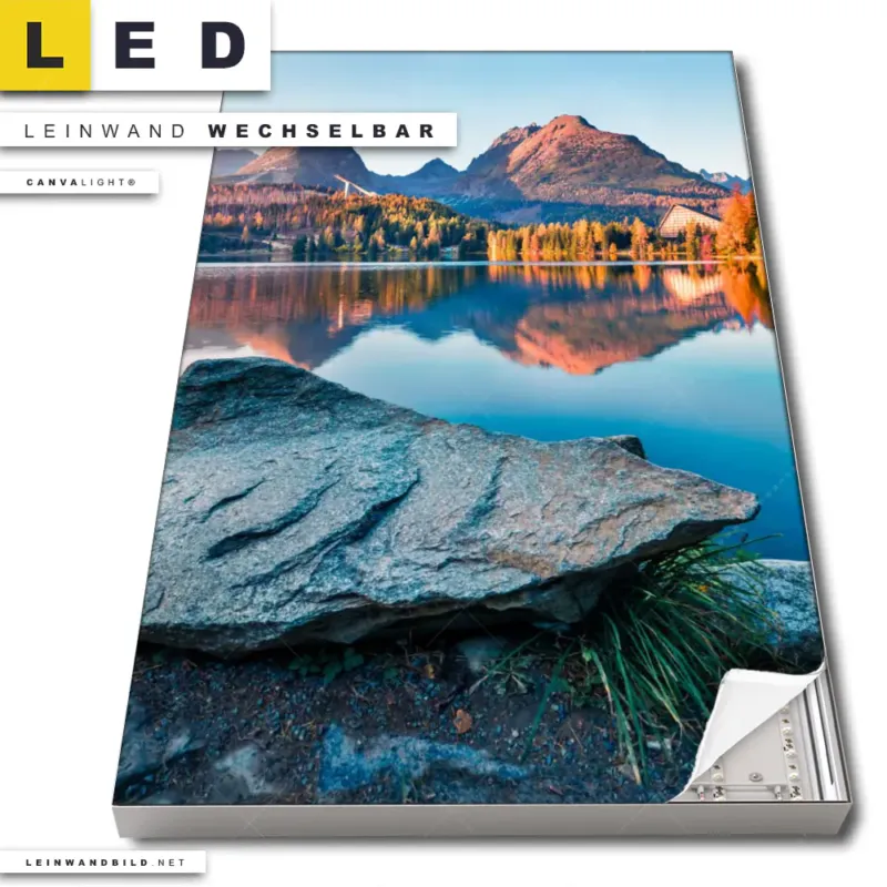 Led Leinwandbild Abendszene Mit Bergen Und See Hochformat Produktvorschau