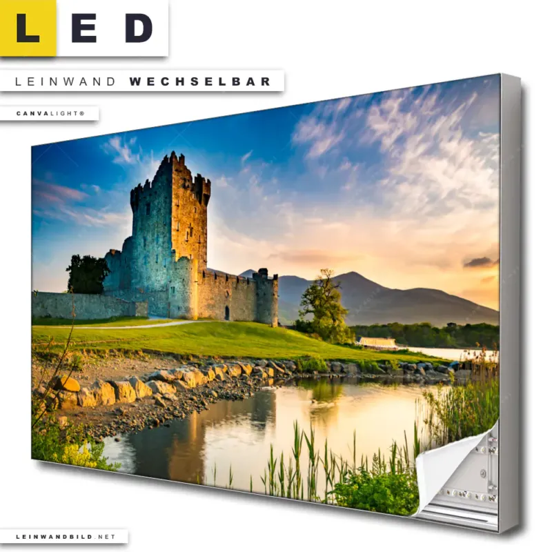Led Leinwandbild Alte Burg Mit See Querformat Produktvorschau