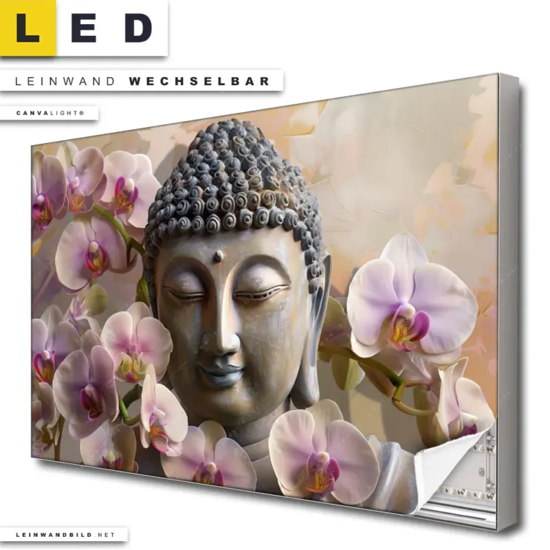 Led Leinwandbild Buddha Orchideen Querformat Produktvorschau