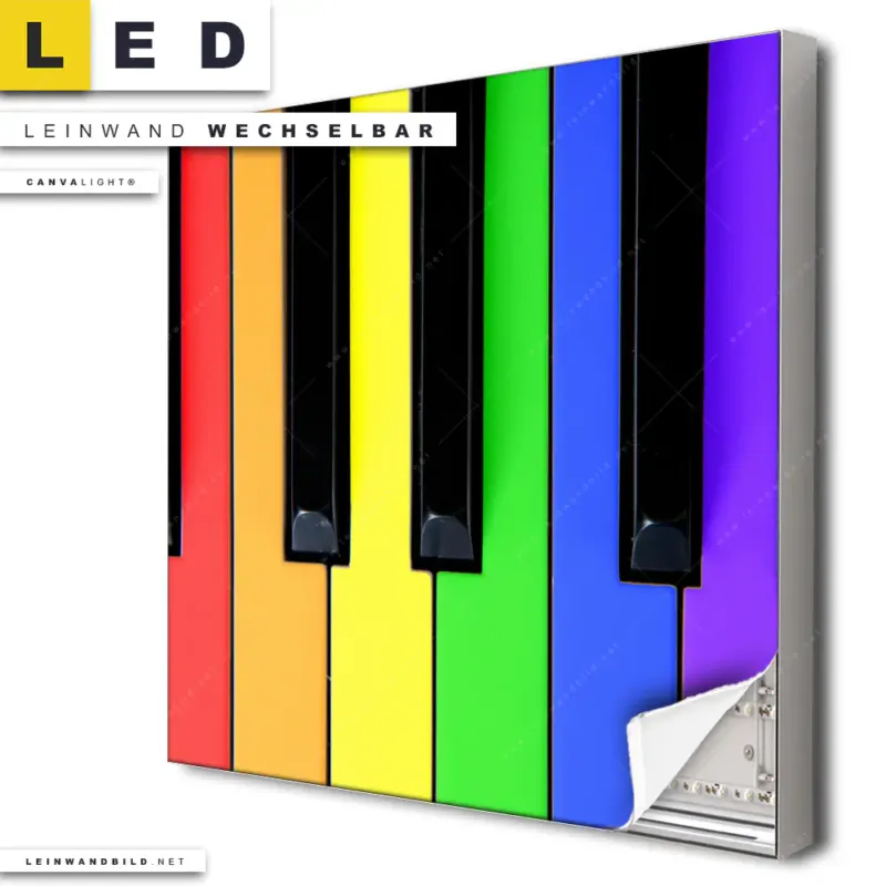 Led Leinwandbild Bunte Klaviertasten Quadrat Produktvorschau