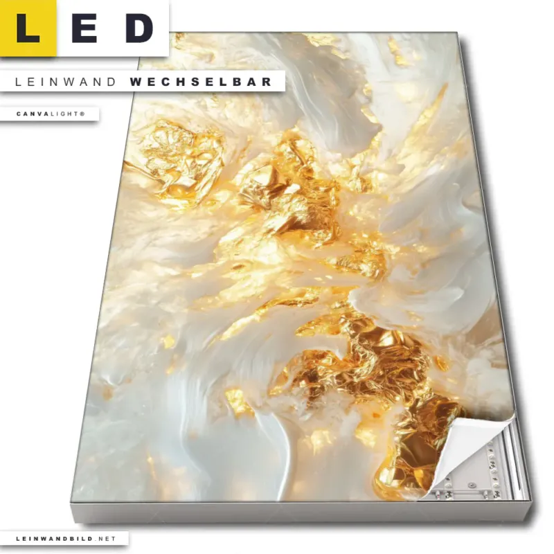 Led Leinwandbild Edle Farbexplosion Gold Hochformat Produktvorschau