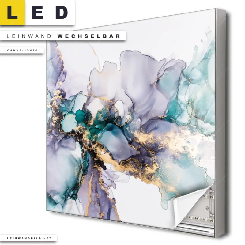 Led Leinwandbild Fluid Art Lila Tuerkis Quadrat Produktvorschau