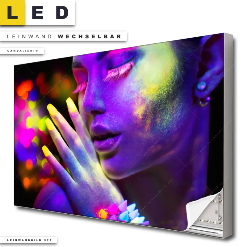 Led Leinwandbild Frau Im Neonlicht Querformat Produktvorschau