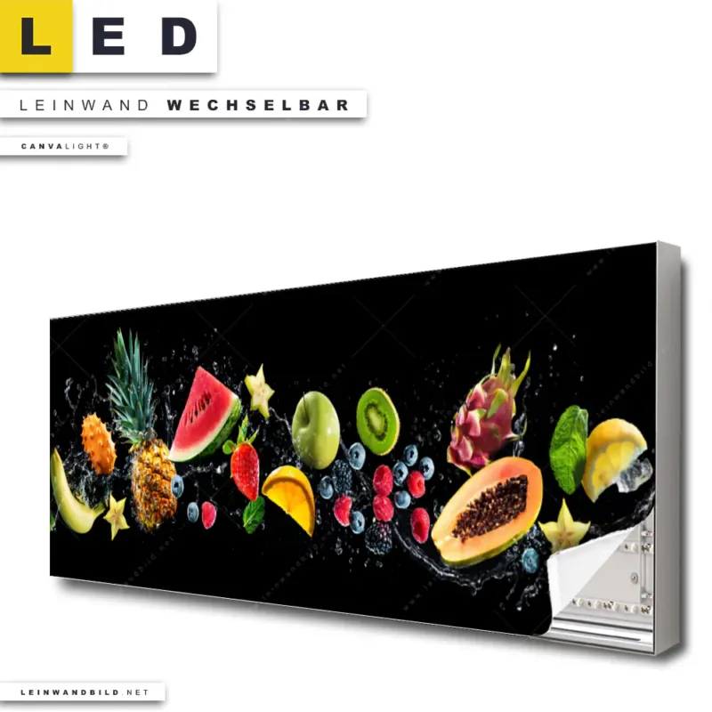 Led Leinwandbild Fruchtige Explosion Voller Frische Panorama Produktvorschau