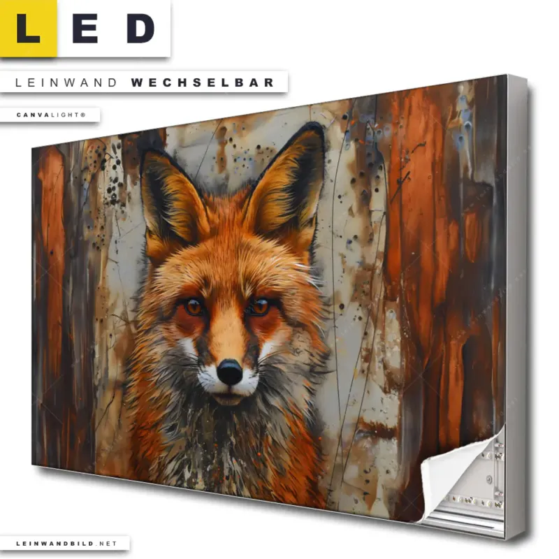Led Leinwandbild Fuchs Grunge Stil Querformat Produktvorschau