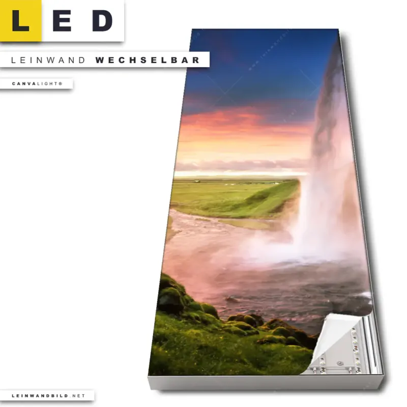 Led Leinwandbild Islaendischer Wasserfall Schmal Produktvorschau