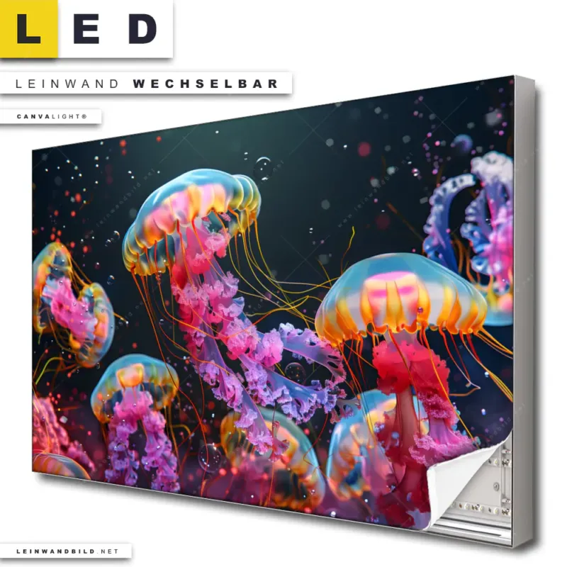 Led Leinwandbild Leuchtende Quallen Unter Wasser Querformat Produktvorschau