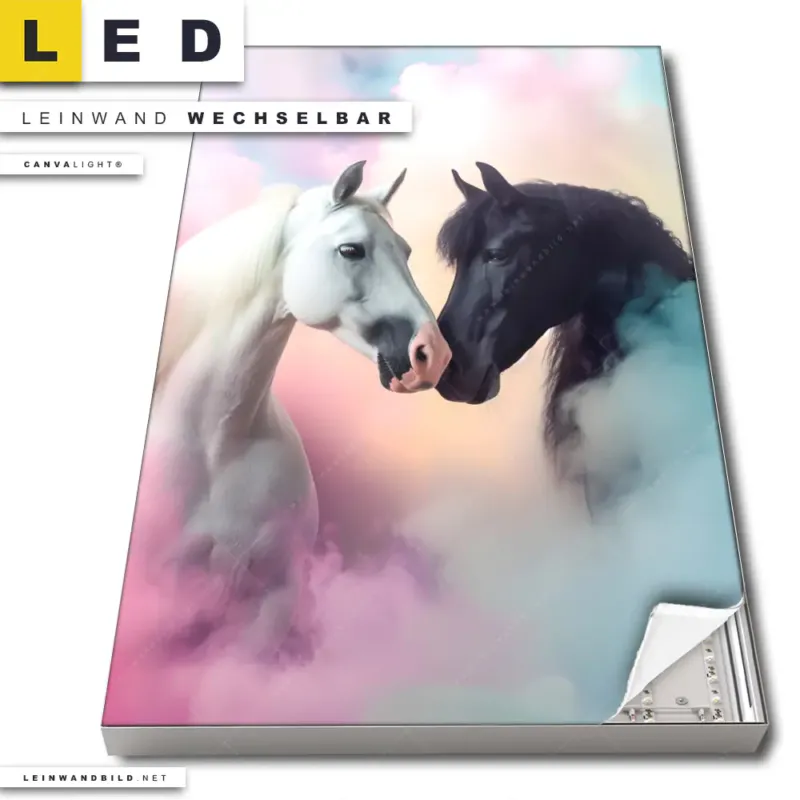 Led Leinwandbild Pferdeliebe In Pastellfarben Hochformat Produktvorschau