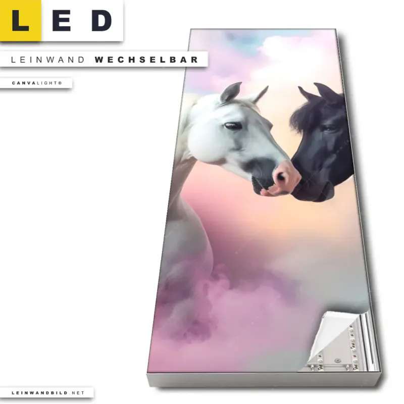 Led Leinwandbild Pferdeliebe In Pastellfarben Schmal Produktvorschau