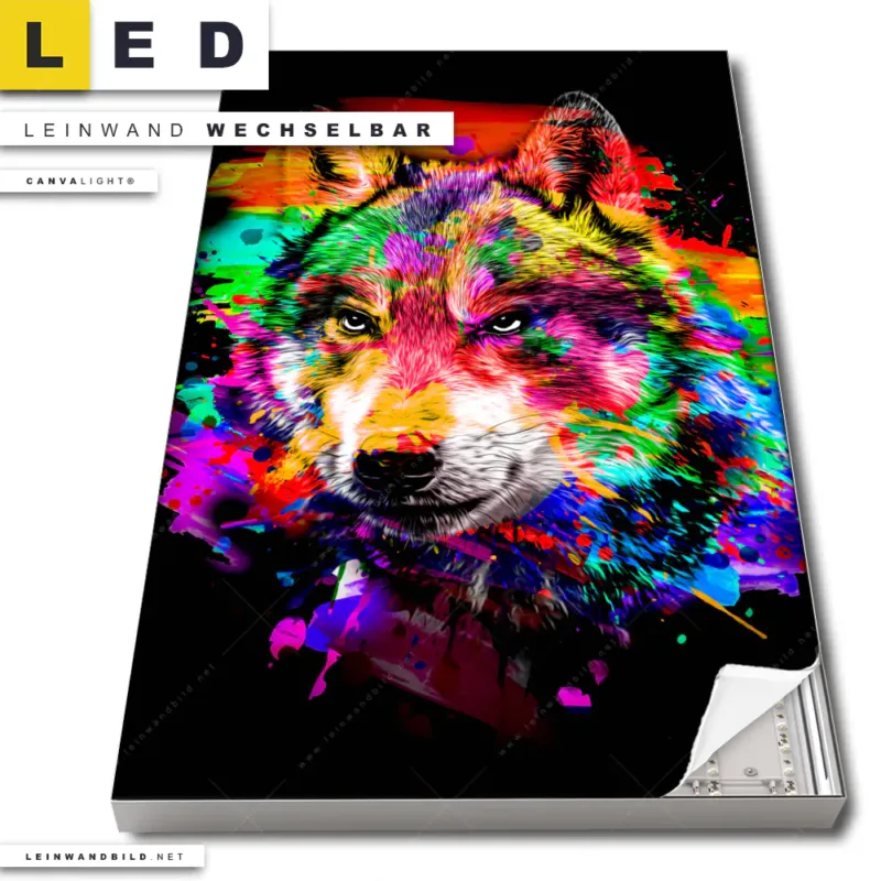 Led Leinwandbild Pop Art Wolf Hochformat Produktvorschau