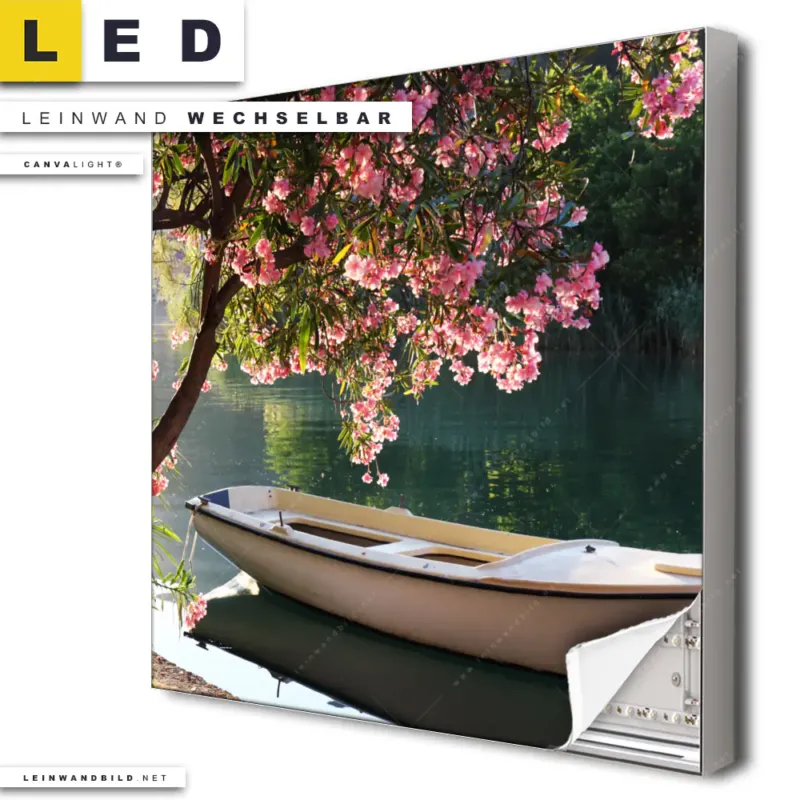 Led Leinwandbild Romantische Bootstour Quadrat Produktvorschau