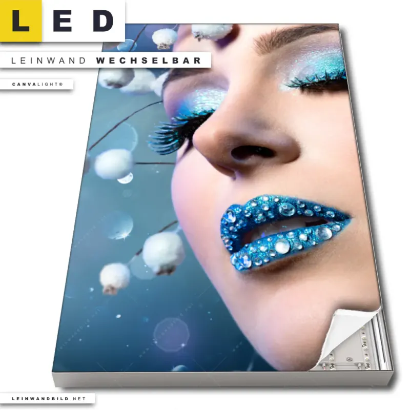 Led Leinwandbild Schoenheit In Blau Weiss Hochformat Produktvorschau