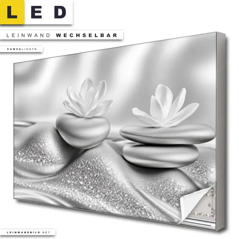 Led Leinwandbild Silberne Zen Harmonie Querformat Produktvorschau