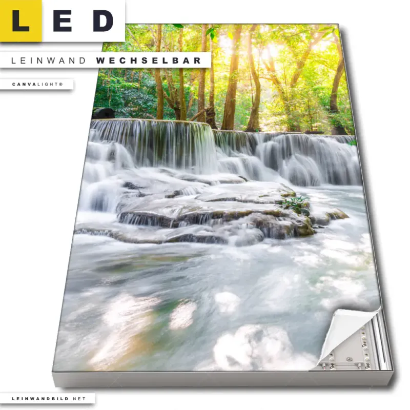 Led Leinwandbild Wald Wasserfall No 1 Hochformat Produktvorschau