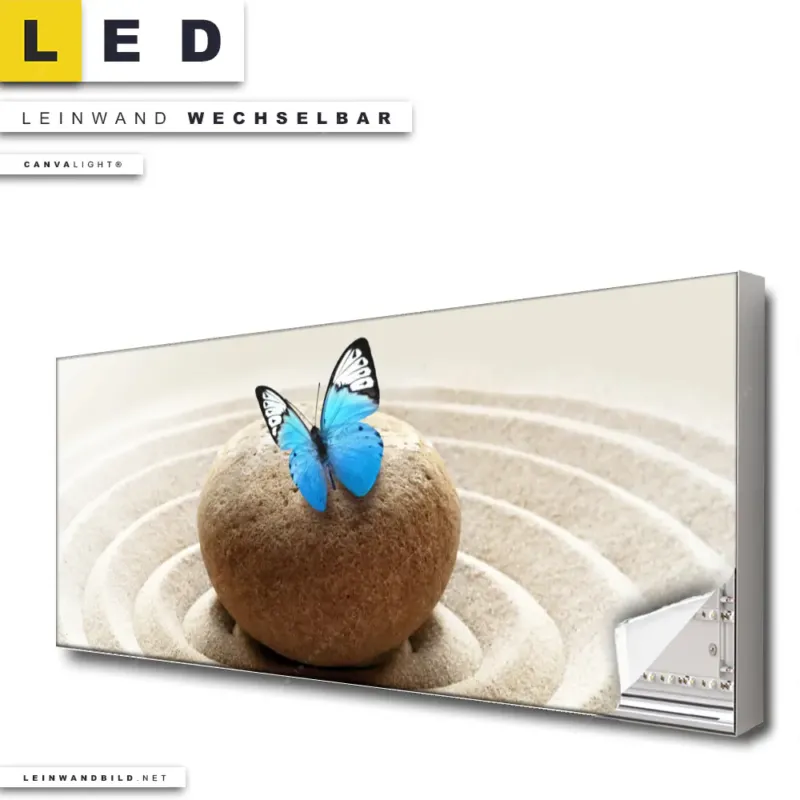 Led Leinwandbild Zen Stein Mit Schmetterling Panorama Produktvorschau