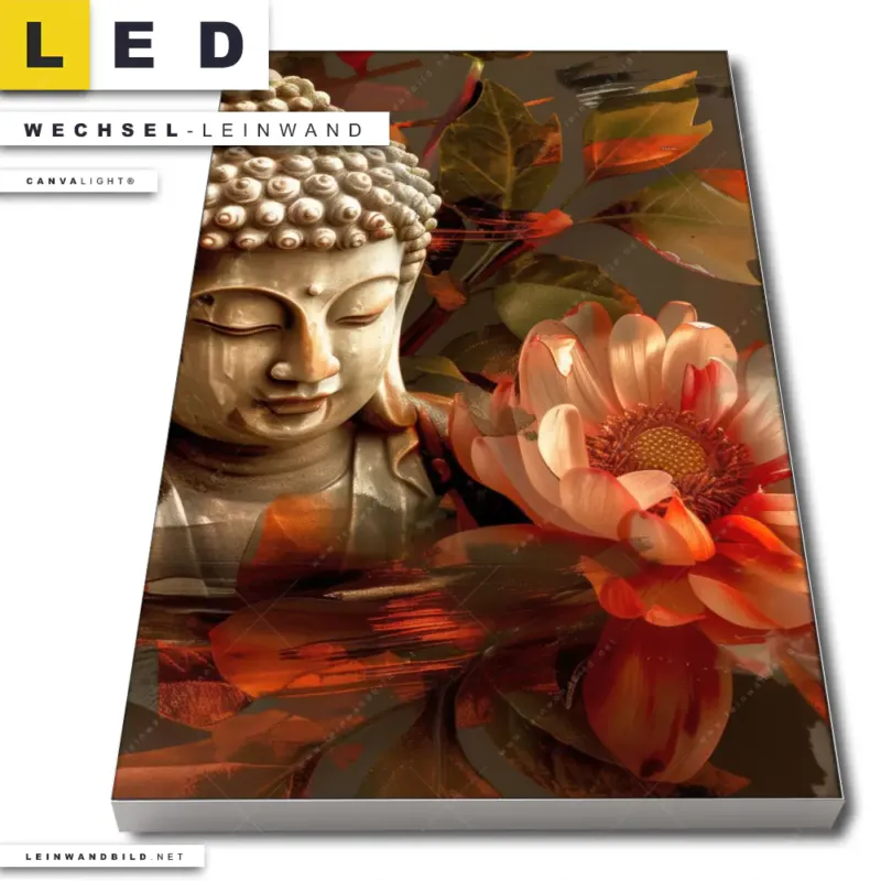 Led Wechsel Leinwand Abstrakter Buddha Blumen Hochformat Produktvorschau