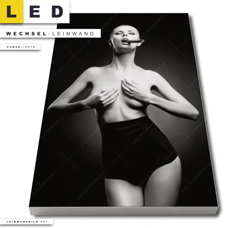 Led Wechsel Leinwand Dame Mit Zigarre Hochformat Produktvorschau