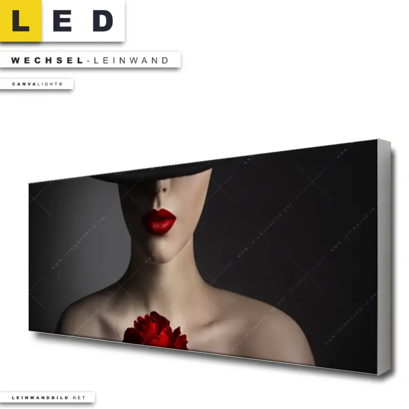 Led Wechsel Leinwand Frau Mit Hut Rose Panorama Produktvorschau