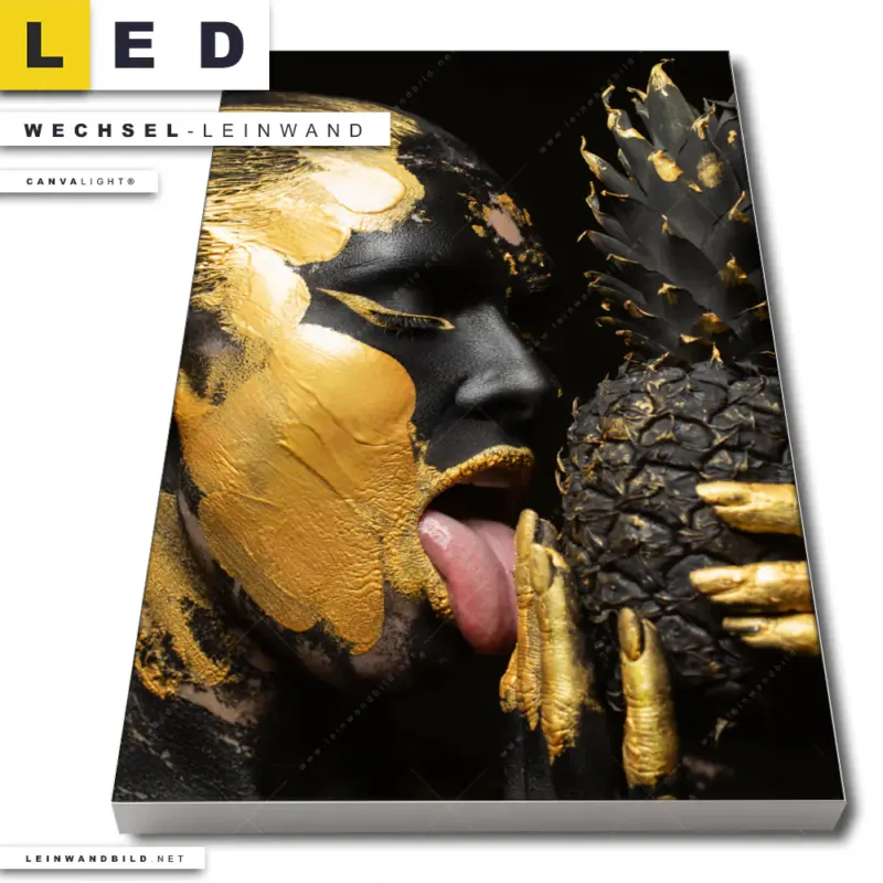Led Wechsel Leinwand Goldenes Ananasmaedchen No 2 Hochformat Produktvorschau