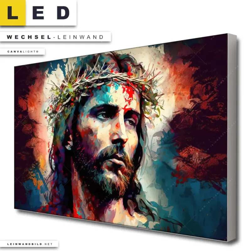 Led Wechsel Leinwand Jesus Christus Mit Dornenkrone Querformat Produktvorschau