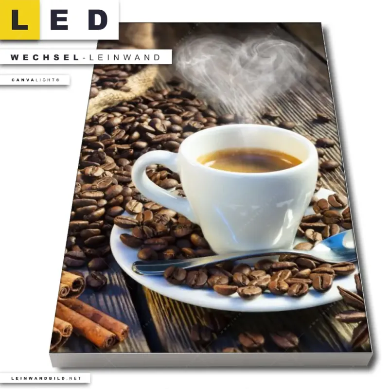 Led Wechsel Leinwand Koestlicher Kaffee Hochformat Produktvorschau