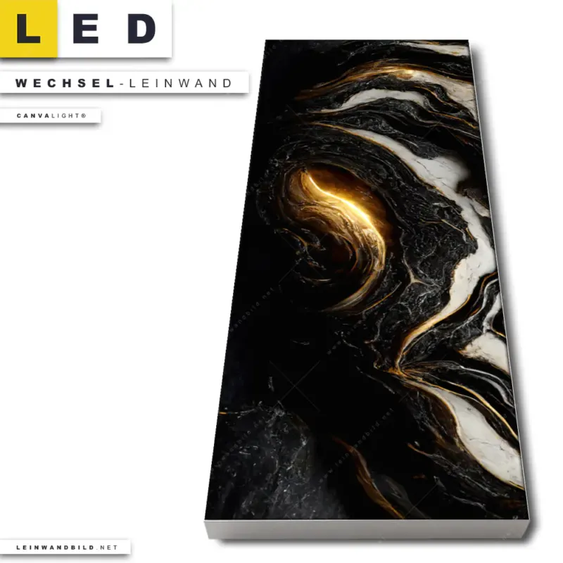 Led Wechsel Leinwand Liquid Marmor Schwarz Gold Schmal Produktvorschau