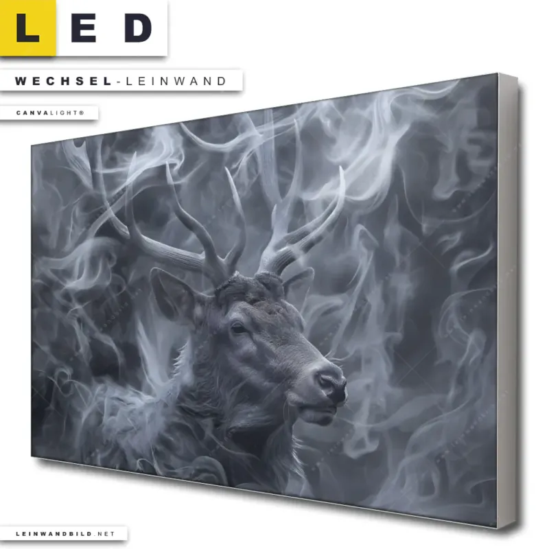 Led Wechsel Leinwand Mystischer Hirsch Im Nebel Querformat Produktvorschau