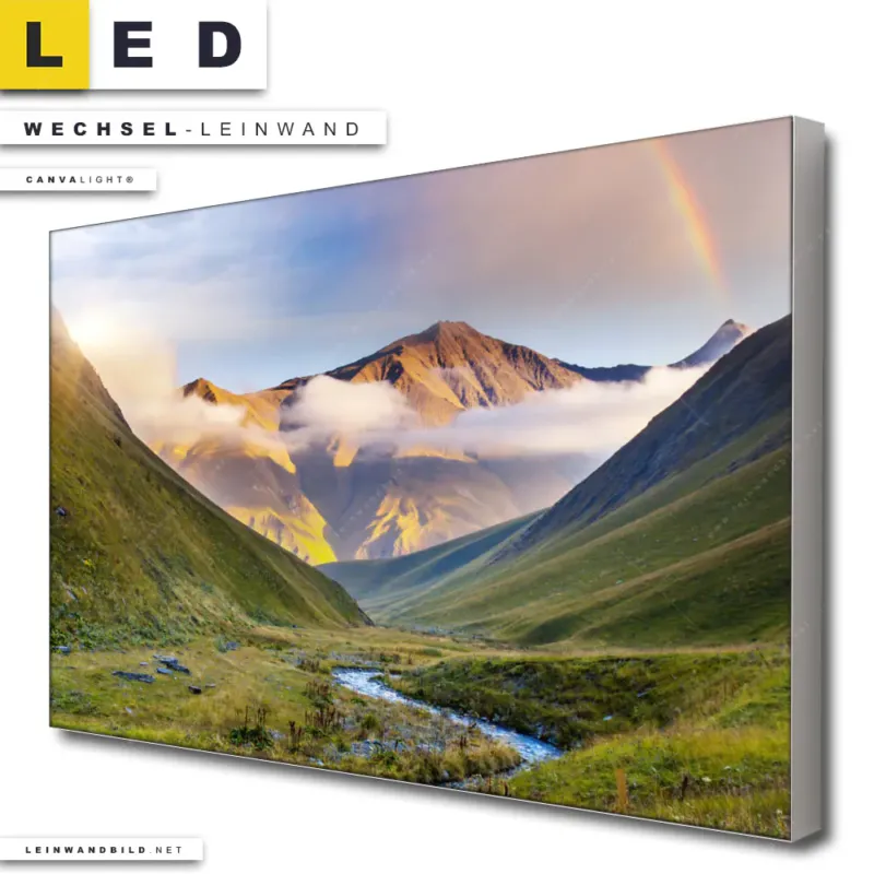 Led Wechsel Leinwand Nebel Und Regenbogen Zwischen Den Bergen Querformat Produktvorschau