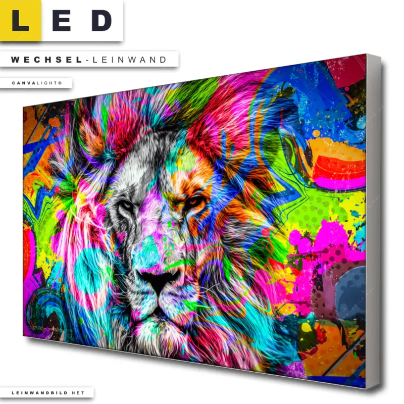 Led Wechsel Leinwand Pop Art Loewe No 1 Querformat Produktvorschau