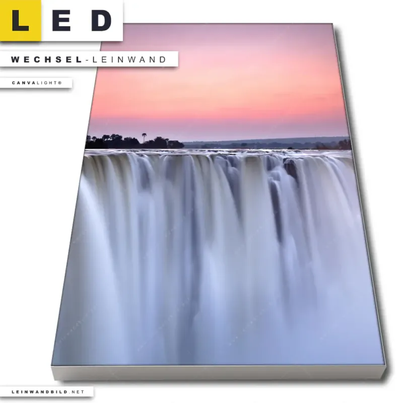 Led Wechsel Leinwand Wasserfall Bei Abendroete Hochformat Produktvorschau