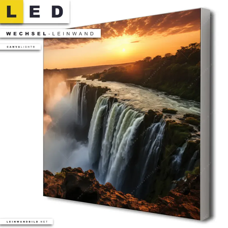Led Wechsel Leinwand Wasserfall Bei Abendsonne Quadrat Produktvorschau