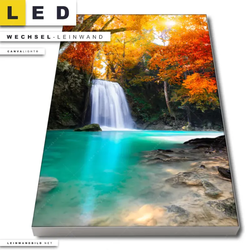 Led Wechsel Leinwand Wasserfall Im Wald Hochformat Produktvorschau