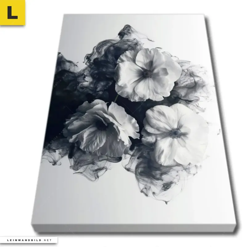 Leinwandbild Blumen Im Schwarzen Farbnebel Hochformat Produktvorschau