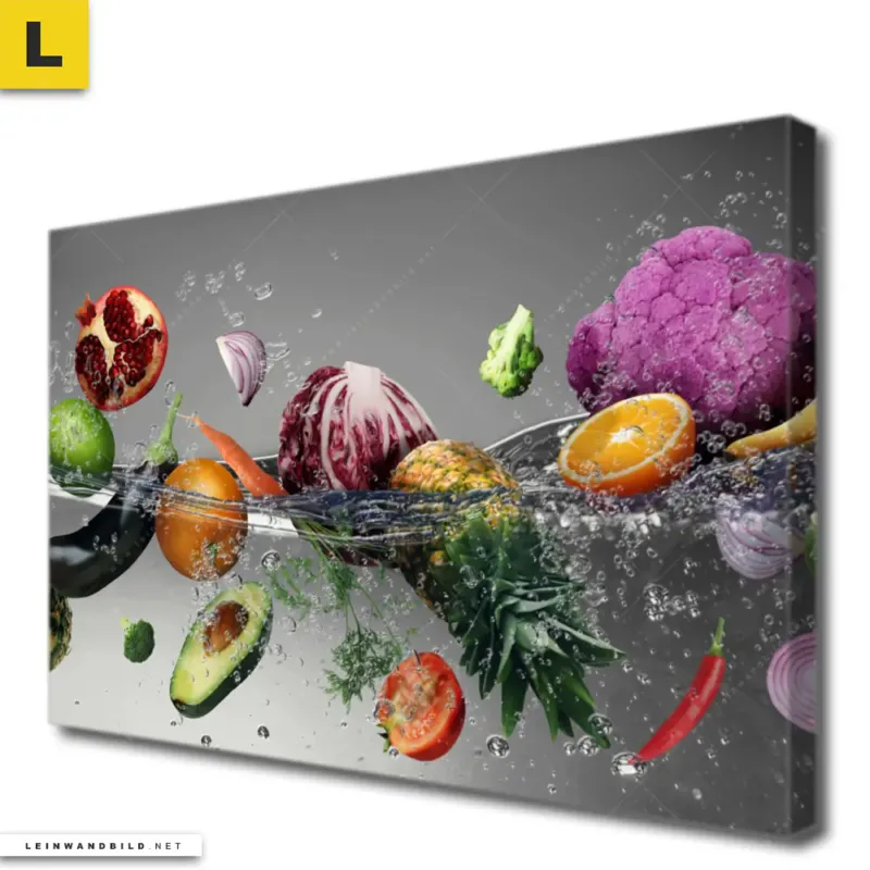 Leinwandbild Frische Gemuese Explosion Querformat Produktvorschau