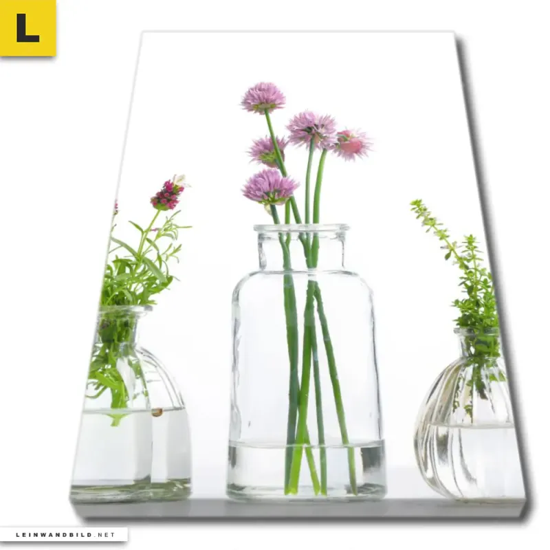 Leinwandbild Glasvasen Mit Kraeutern Hochformat Produktvorschau