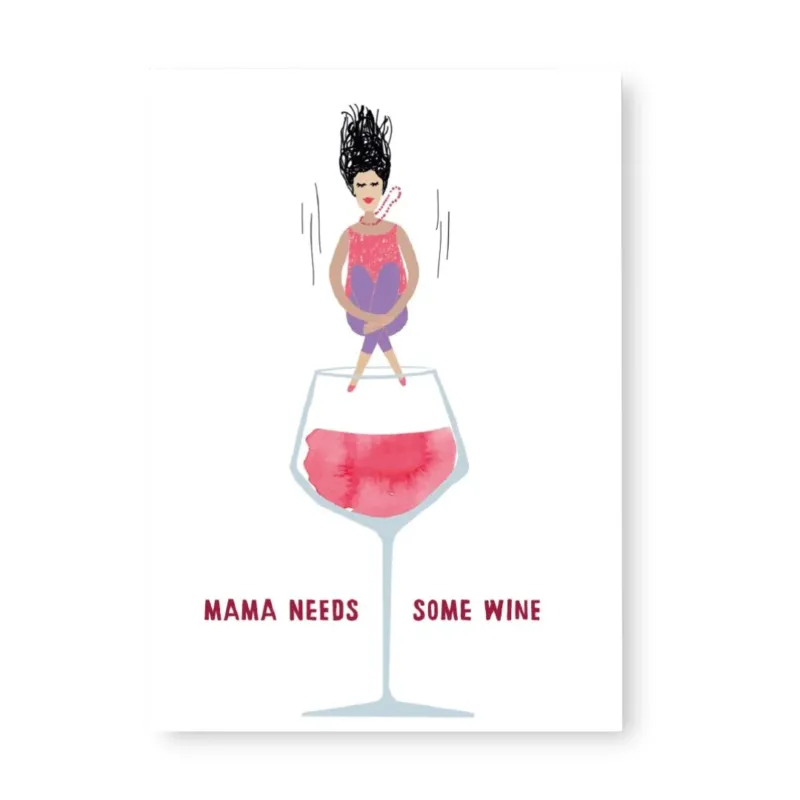 Postkarte 'MAMA NEEDS SOME WINE'