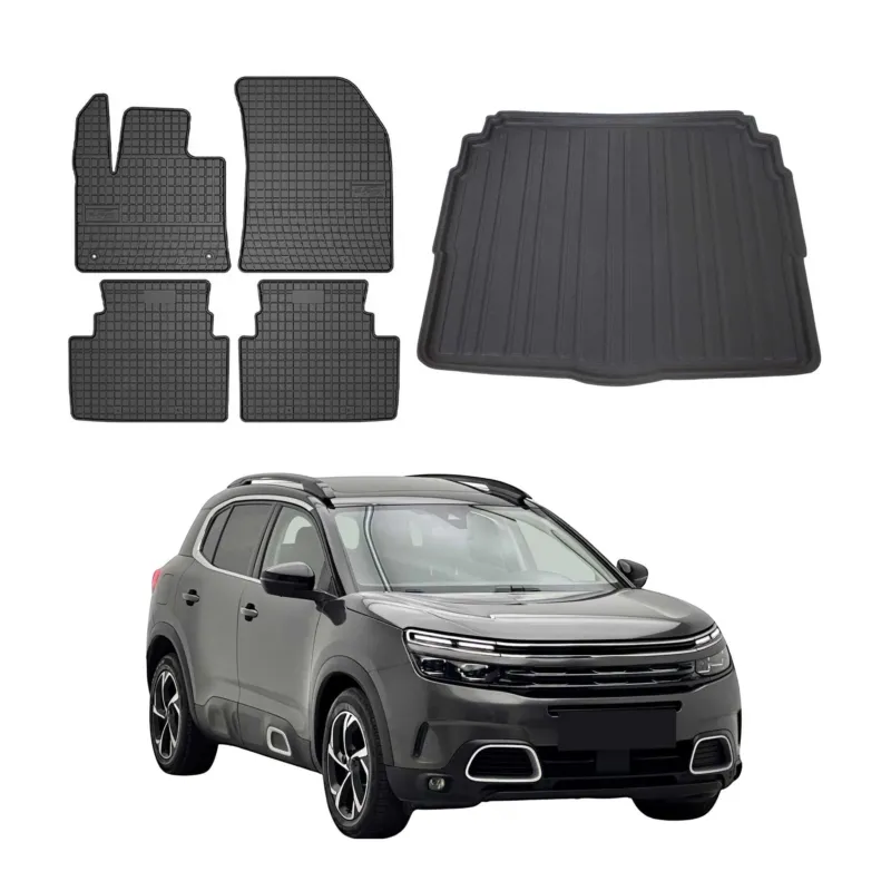 Fußmatten & Kofferraumwanne Set für Citroen C5 Aircross 2018-2025 Untere Gummi