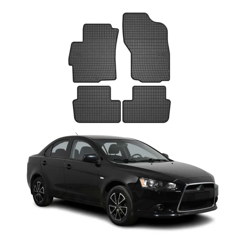 OMAC Gummi Fußmatten für Mitsubishi Lancer 2007-2016 Automatten Gummi Schwarz 4x