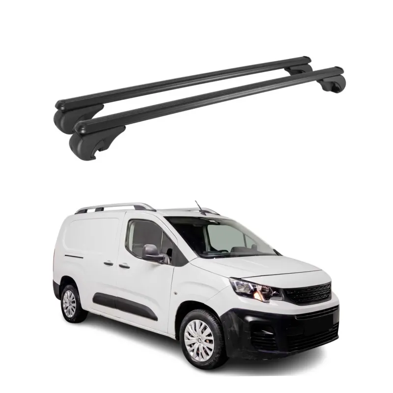 Dachträger Grundträger für Peugeot Partner mk3 2018-26 TÜV Aluminium Schwarz 2x