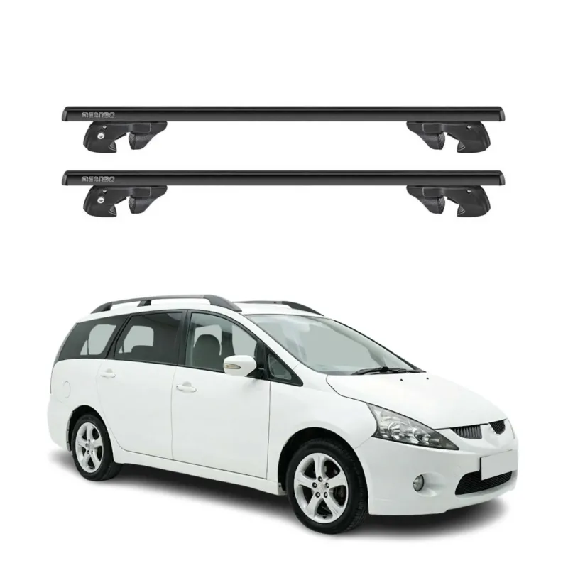Dachträger für Mitsubishi Grandis / Space Wagon Mk4 2003-2010 Alu TÜV Schwarz 2x
