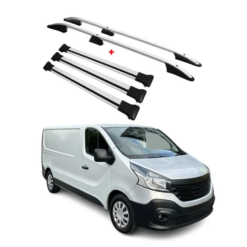 Dachreling + Dachträger für Renault Trafic 2014-2026 L2 Langer Alu Silber 5x