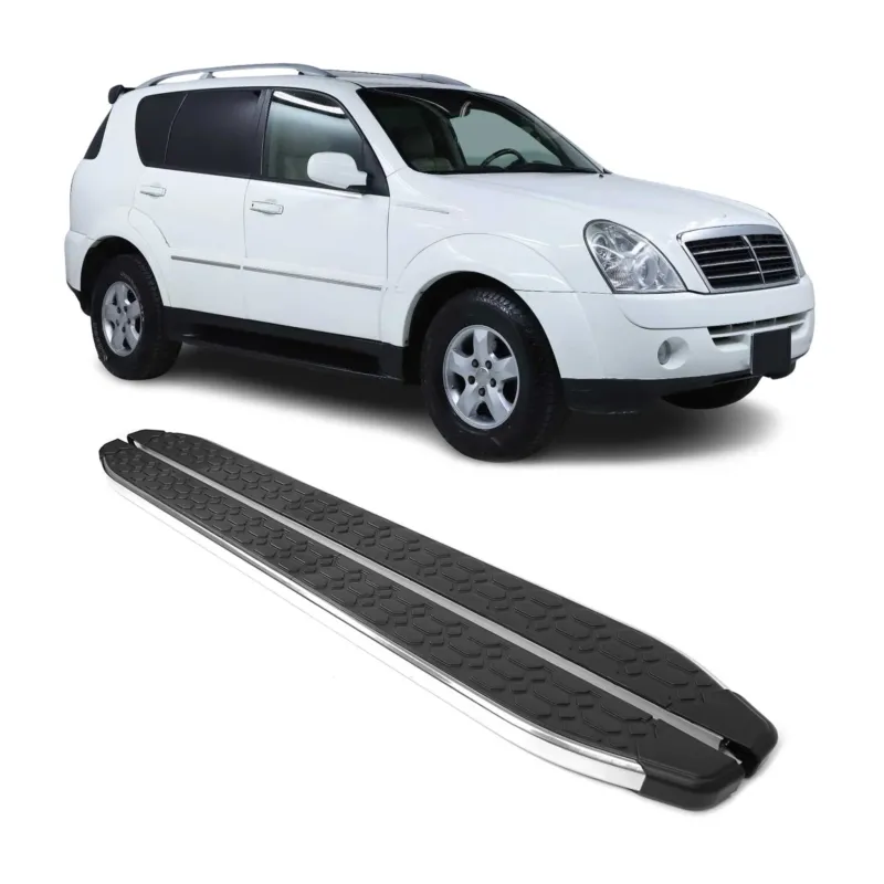 Trittbretter Seitenschweller für Ssangyong Rexton II Edelstahl Schwarz Silber
