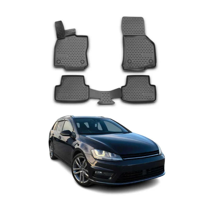 OMAC Gummimatten Fußmatten für Golf mk7 Variant 2013-2020 TPE Matten Schwarz 4x