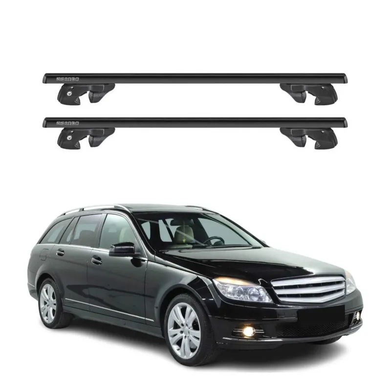 Dachträger Grundtäger für Mercedes C Klasse S204 2007-2014 Alu TÜV Schwarz 2tlg