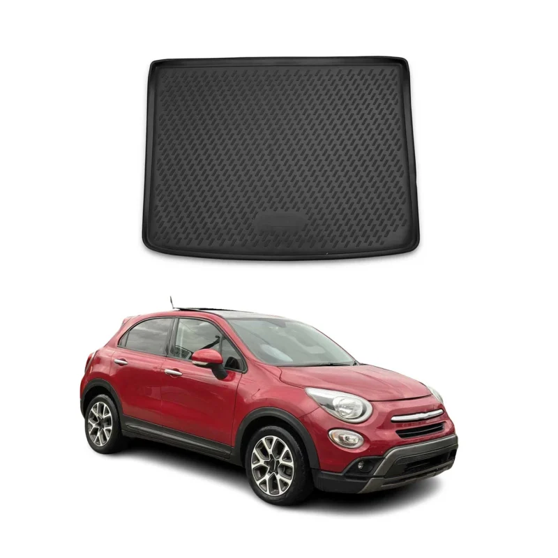 Kofferraummatte Kofferraumwanne für Fiat 500X 2015-2026 Gummi TPE Schwarz