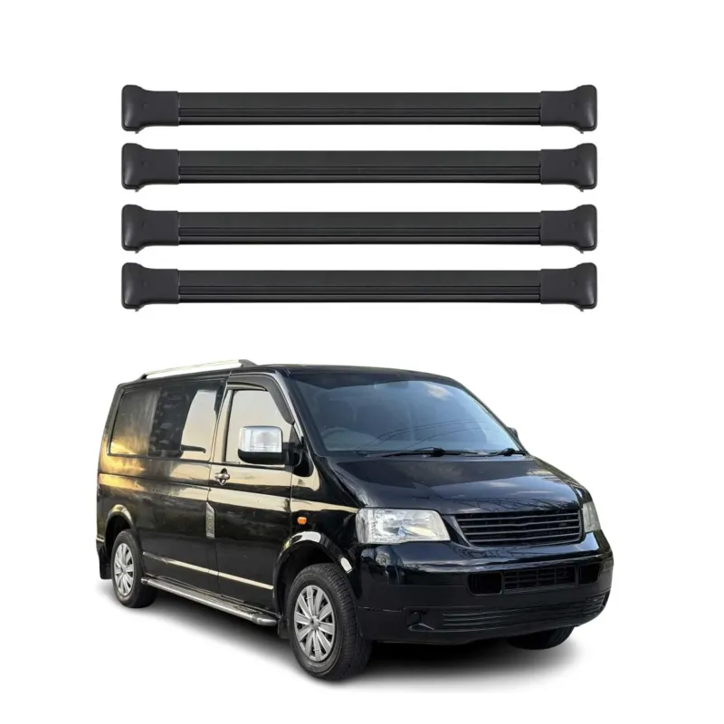 Dachträger für VW T5 T6 Transporter Multivan Caravelle 2003-24 Alu Schwarz 4tlg
