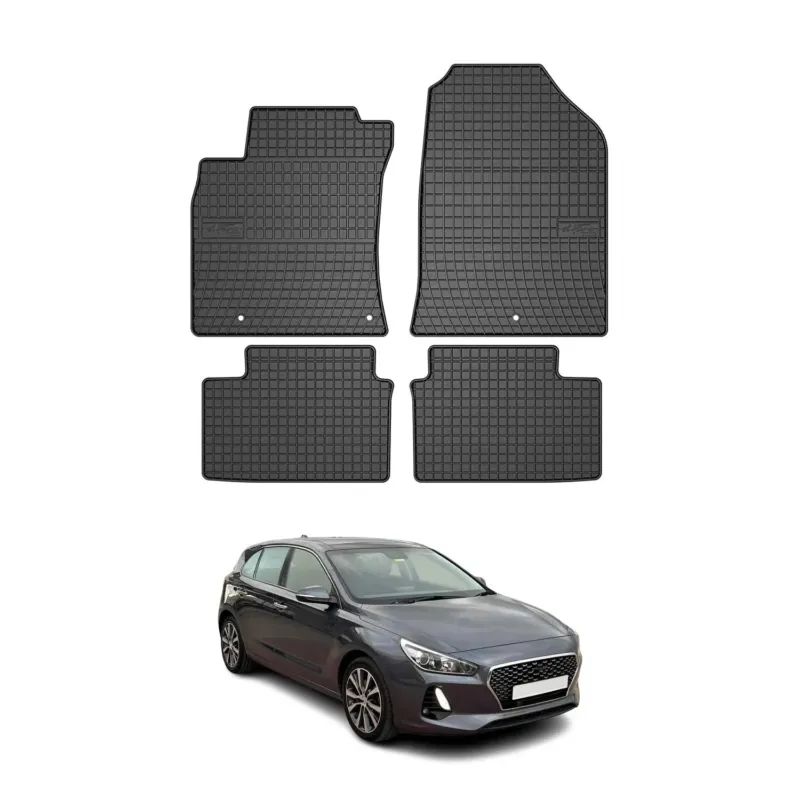 OMAC Gummi Fußmatten für Hyundai i30 2017-2026 Automatten Gummi Schwarz 4tlg