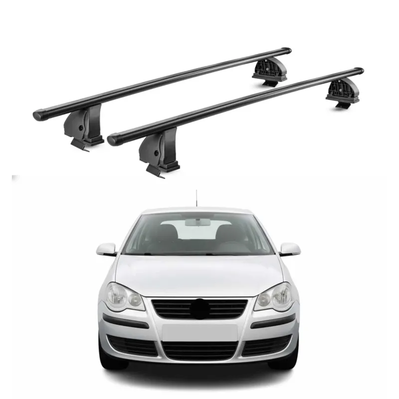 Stahl Dachträger für VW Polo mk4 2001-2009 3/5 Tür TÜV Abschließbar 2tlg Schwarz