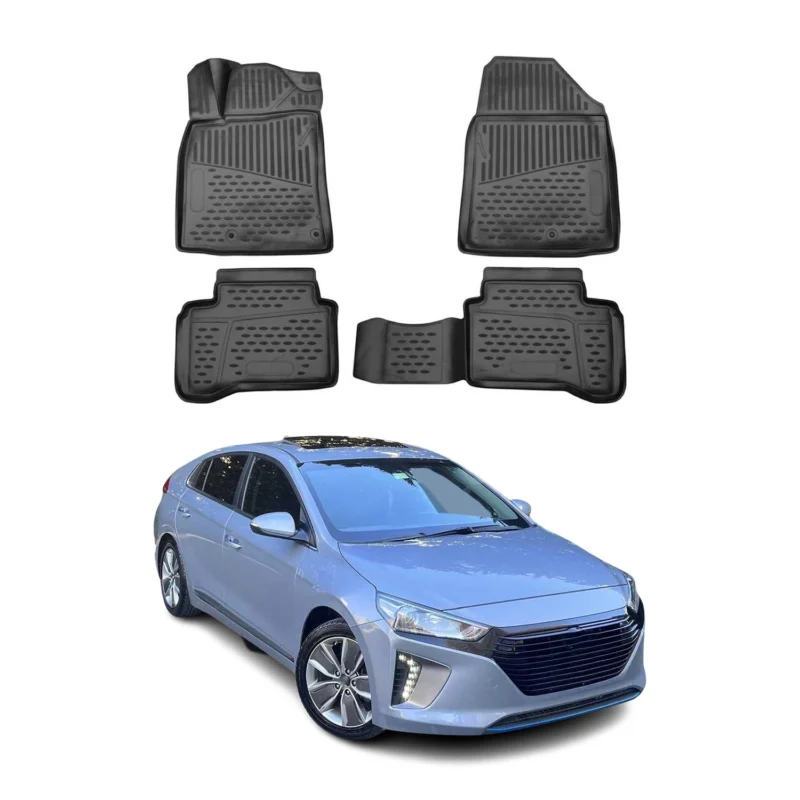 OMAC Gummimatten Fußmatten für Hyundai Ioniq 2017-2022 TPE Automatten Schwarz 4x